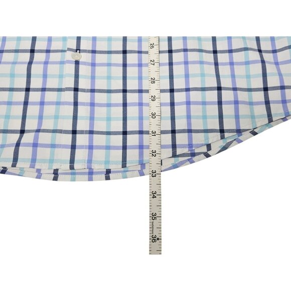 Mizzen + Main Leeward Button Up Shirt Check Men's XXL Trim Fit White Blue - Picture 9 of 9